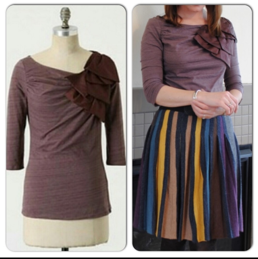 Anthropologie Deletta Volante Tee Burgundy M